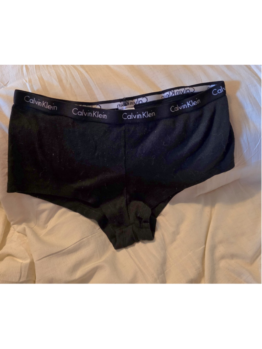 CALVIN KLEIN Cotton Black White Boyshort Panties Womens Size Medium 6